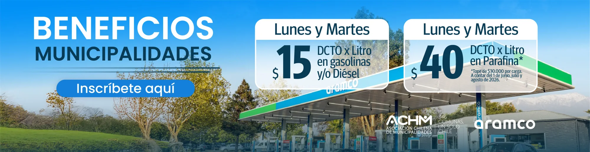 Beneficios municipalidades — descuentos en combustible con Aramco