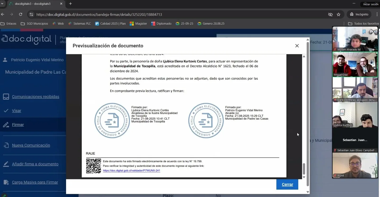 Municipalidad de Tocopilla firma convenio de colaboración digital con Padre Las Casas