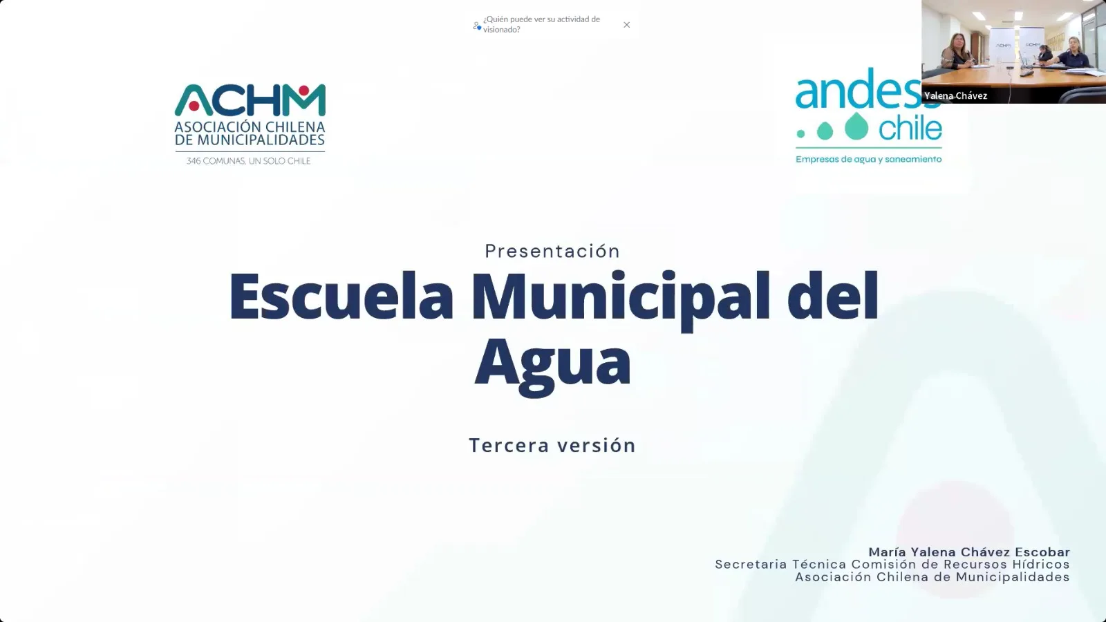 Con gran asistencia online comenzó la tercera edición de la Escuela Municipal del Agua ACHM