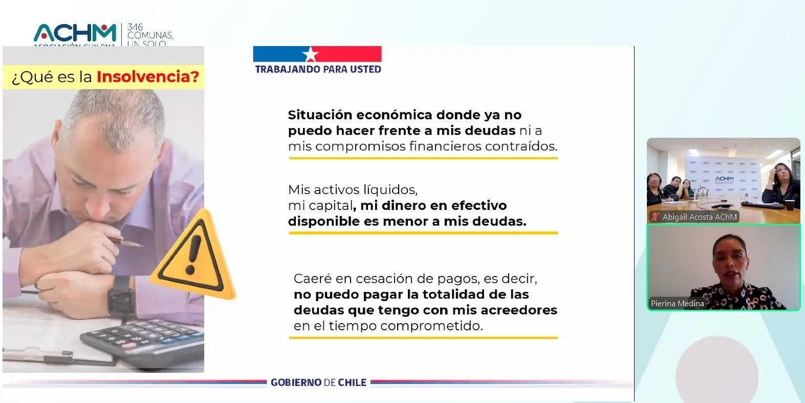 Con gran participación se desarrolló webinar sobre Insolvencia y Reemprendimiento dirigido a municipios