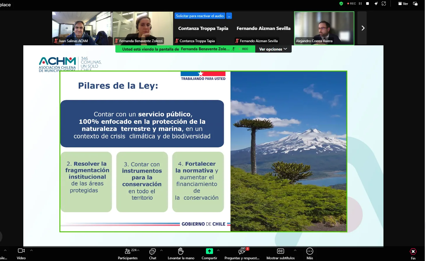 ACHM y SBAP convocan a más de 250 personas en webinar sobre biodiversidad y áreas protegidas