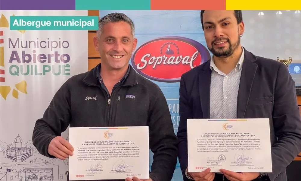 Municipio de Quilpué y Sopraval suscriben convenio para donar alimentos al albergue municipal